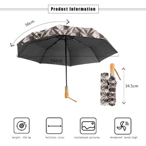 Modern Portable Outdoor Fully-Automatic Business Gifts Logo <b>Windproof</b> Pongee Fabric Sliver Black UV Coated Solar Promotional - Product Image 5