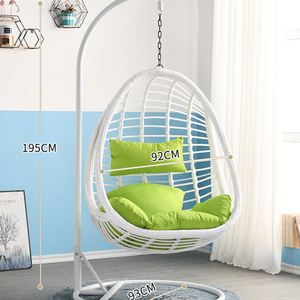 Standı ile büyük asılı koltuk sandalye yumurta salıncak sandalye açık kapalı pembe PE hasır asılı sandalye pembe konfor yastık ile açık - Product Image 4