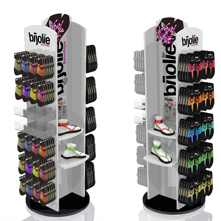 Apache Modern Wood Rotating for Flops & Shoe Display Stand with Customized Logo and Store Display Function — view 1