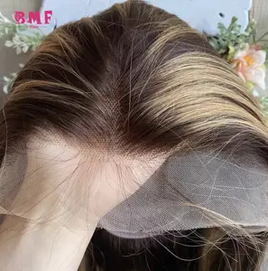 BMF Highlight Frontal Vietnamese Human Hair Lace Closure Ombre Brown Blonde Frontal Closure 100% Remy Hair 13x4 Lace Frontal