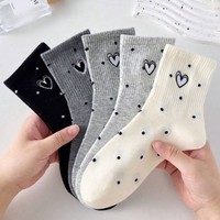 Chaussettes Jacquard Décontractées Mi-Mollet pour Femme, Style Japonais Mignon, Printemps/Été, en Polyester à Motif Géométrique, Absorbant la Transpiration, Individuelles
