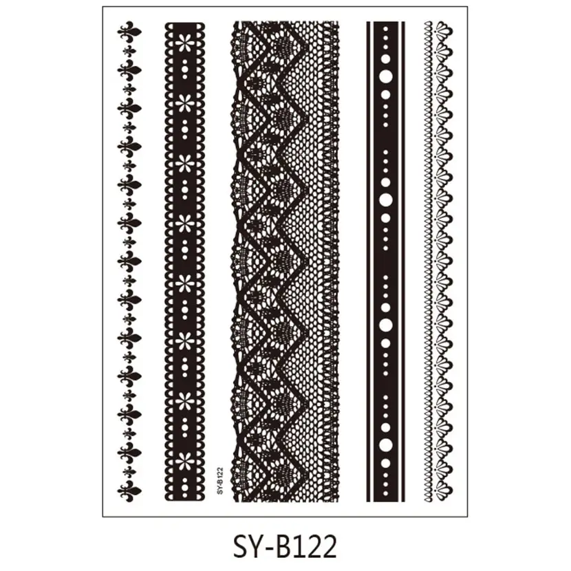 Black Sexy Lace Henna Waterproof Temporary Tattoo Sticker Tattoo Stickers Flash Tattoos