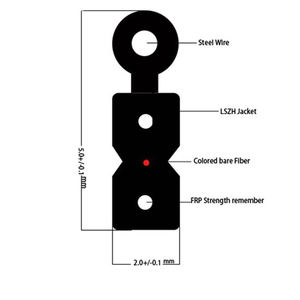 Câble de dérivation à fibre optique extérieur FTTH G657A1 <span class=keywords><strong>1</strong></span> noyau monomode LSZH gaine noire <span class=keywords><strong>1</strong></span> fil d'acier + 2 membres de résistance FRP <span class=keywords><strong>1</strong></span> km/rouleau - Product Image 5