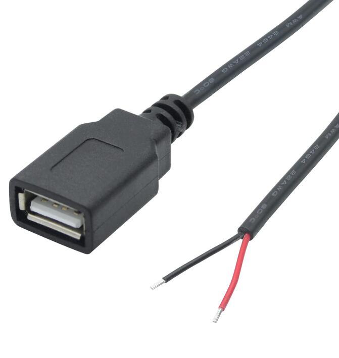 Câble USB A Femelle 2.0 Avec Fils Nus - 0.3M - 2 Pièces - Pour DIY, Alim 12V