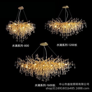 โคมไฟระย้าคริสตัลหรูหรา รูปทรงยาว หลายหัว แหล่งกำเนิดแสง LED สำหรับห้องนั่งเล่นในบ้าน ดีไซน์ทันสมัย สวยงาม - Product Image 4