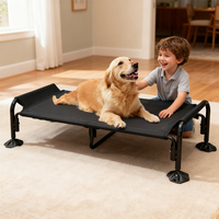 Lit pour chien moderne de luxe avec cadre en métal, tissu Teslin, portable et respirant, écologique, motif uni, surélevé