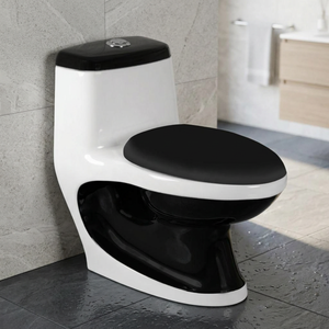 Cally Model Red Designer Commode Double Color Shining Luxury Ceramic Washdown Black One Piece Toilet - Product Image 2