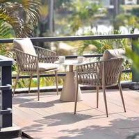 Meubles de salle à manger d'extérieur Chaises en rotin en métal pour hôtels B & B Balcons de cour Loisirs-pour hôtels B & B Usage domestique