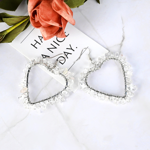 Boucles d'oreilles en argent avec pierres de quartz naturelles en forme de cœur et gravier de cristal pour la mode (vente en gros) - Product Image 4