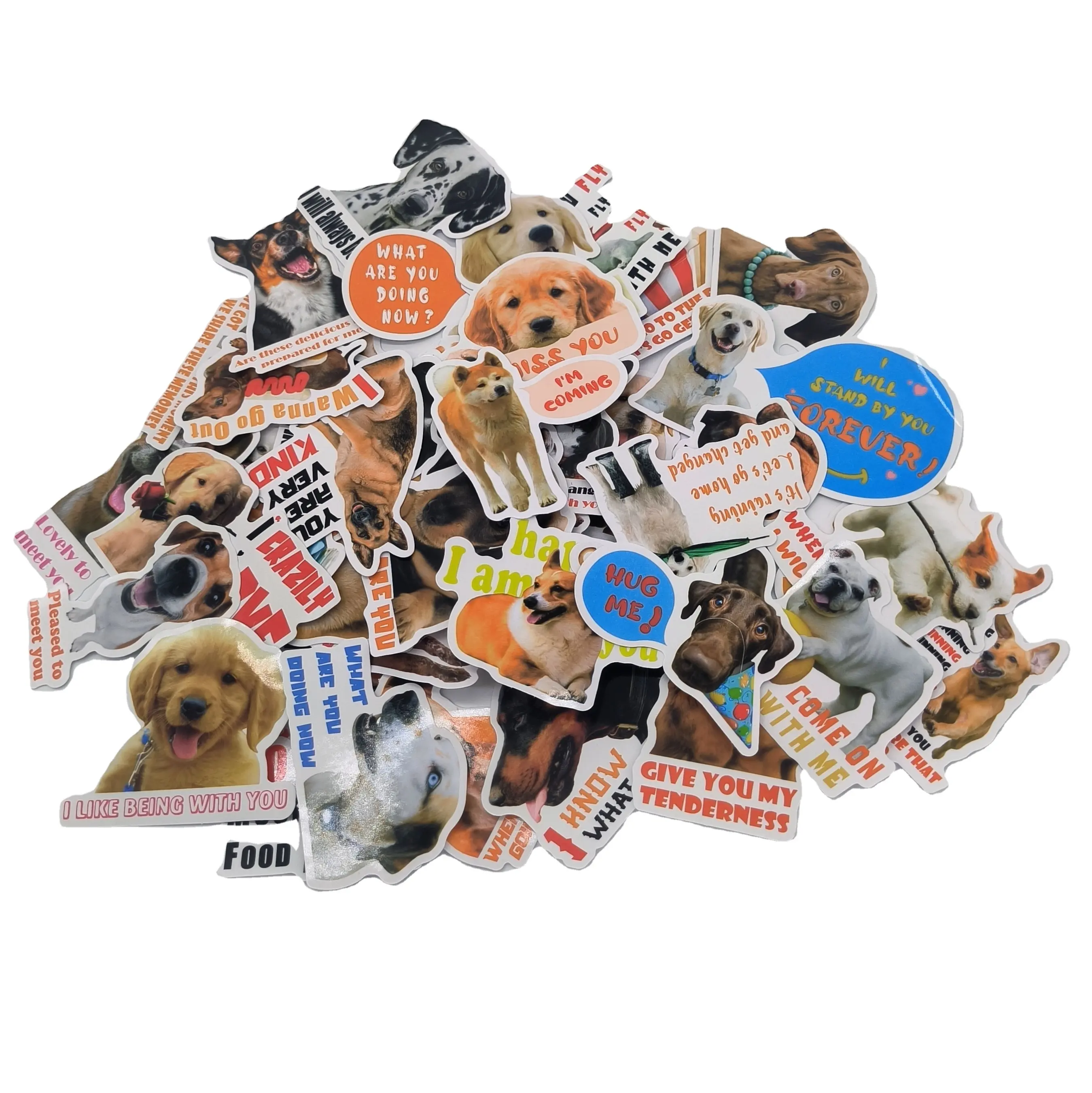 Vendita di fabbrica Low MOQ Cute Cartoon Dog Pattern stampato Sticker fustellato Multi colori adesivi per cani Bulk