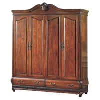 Armoire en bois massif sculpté, style vintage élégant et traditionnel, sur mesure, pour chambre à coucher, grande capacité de rangement, portes à panneaux surélevés