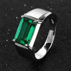 New Sapphire Emerald Open Men's Ring Zircon Luxury Ring Diamond Wholesale Party Gift Jewelry Open Ring For Men