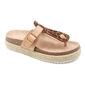 Phụ Nữ Thời Trang Leopard In Womens Nút Chai Flip Flops Giày Ngoài Trời Có Thể Điều Chỉnh Dây Đeo Mới Dép Nền Tảng Giày Cho Nữ