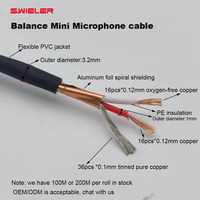 Câble audio mini micro filaire DPA Balance Audio, 3,2 mm OD, faible bruit, blindé, en cuivre flexible, pour micro cravate Hi-Fi, en rouleau