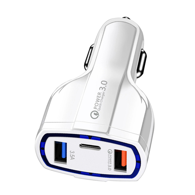 New 3in1 3 Ports QC Quick Charge 2 USB Ports + 1 Type c Port Car Phone Charger Pd Qc 3.0 Car Charger