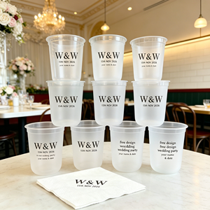 Vaso de Plástico en Forma de U de 8oz con Logotipo Personalizado para Bodas, Vaso Desechable Transparente Esmerilado de 14oz 16oz 24oz para Smoothies, Vaso Rígido de PP para Té con Leche y Burbujas - Product Image 1