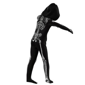 Disfraces de Halloween con estampado digital 3D de esqueleto unisex para niños, faldas luminosas de poliéster con diseño de calavera de terror. - Product Image 3