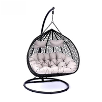 Balançoire de patio avec support, ensemble de meubles d'extérieur, hamac de relaxation pour enfants et adultes, chaise suspendue double en rotin tressé