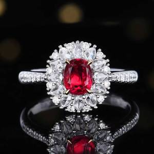 18K Gold 1.02ct Unheated Pigeon’s Blood Ruby <b>Ring</b> With Strong Fluorescence, Set With 49 Sparkling White <b>Diamonds</b> Women Gem <b>Ring</b> - Product Image 1