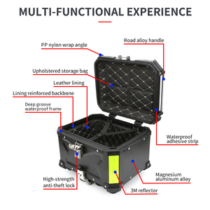 卸売25L 36L 45L 55L 65L <span class=keywords><strong>80L</strong></span> 100L防水収納荷物テールトランクユニバーサルアルミトップボックスオートバイ用 - Product Image 6