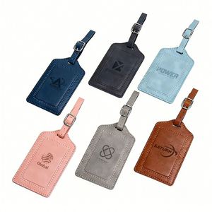 Nouvelle étiquette de bagage ajustable 2026 pour carte d'embarquement, en cuir PU tendance, étanche, avec logo personnalisé - Product Image 1