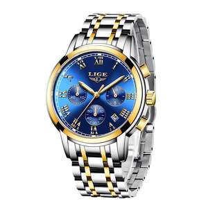 LIGE LG9810 orologio in argento da uomo in acciaio inossidabile cronografo al quarzo grande faccia uomo orologio in numeri romani abito Relojes Para Hombre - Product Image 2