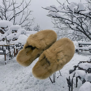 QIUCHEN 0305 Sandales d'hiver pour femmes en fourrure de vison véritable antidérapantes avec semelle intermédiaire en EVA et semelle extérieure en PVC pour le printemps, l'automne et l'hiver - Product Image 1