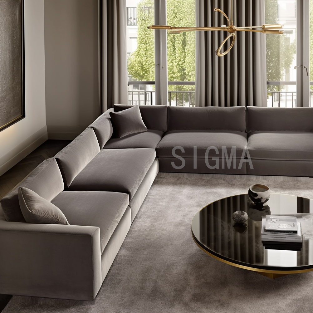 High-end Simplicity sofa home furniture indoor living room sofa wood frame single corner sofa with cushion