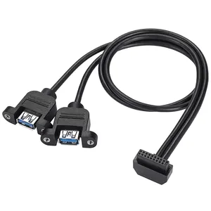 NUEVO USB 3,0 19PIN a puerto dual un cable deflector hembra, adecuado para Win XP/Vista/Win7 32-Bit/64-Bit Mac10.8