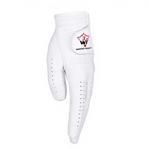 Gant de golf en cuir véritable blanc Warpro Industry, main droite, respirant, fermeture auto-agrippante, poignet réglable, unisexe, personnalisable - Product Image 1