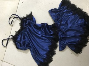 Ensemble pyjama deux pièces pour femmes, sexy, été, dentelle unie, sans manches, haut court, short à taille élastique, respirant, séchage rapide - Product Image 3