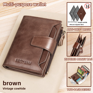 Portafoglio da <span class=keywords><strong>Uomo</strong></span> in Pelle Corto e Capiente con Porta Patente, Nuovo Porta Carte da <span class=keywords><strong>Uomo</strong></span> della Fabbrica di Articoli in Pelle Banyanu di Guangzhou - Product Image 3