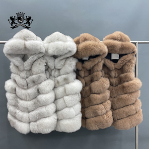 <span class=keywords><strong>Gilet</strong></span> <span class=keywords><strong>sans</strong></span> manches en <span class=keywords><strong>fourrure</strong></span> de renard véritable pour femmes, vêtements pour dames, à <span class=keywords><strong>capuche</strong></span>, doux, à la mode, Six parties, printemps - Product Image 6