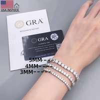 Bracelet Tennis Tianyu Gems pour Hommes et Femmes, en Moissanite, Plaqué Or 18 carats, Bracelet Tennis en Argent 925 avec Diamants Moissanite pour Hommes