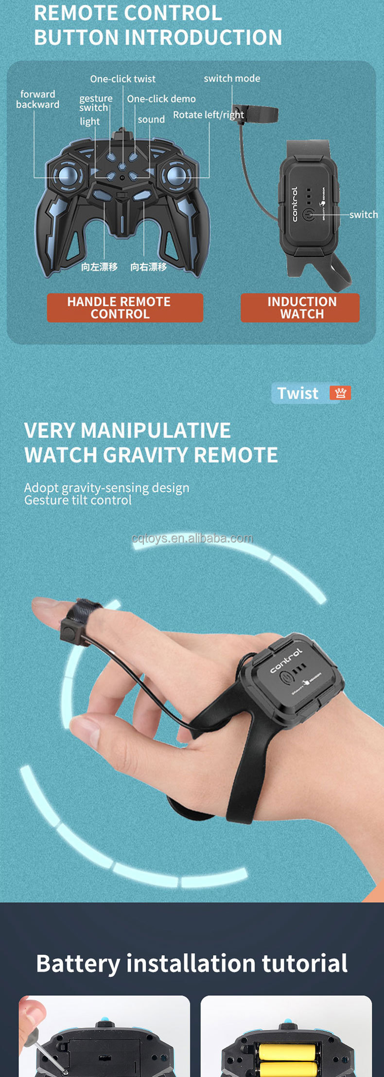 High Quality 2.4G Double Side 4X4 Rc Stunt Car Kids Radio Control Toys Watch Hand Motion Gesture Sensor Car With Music And Light