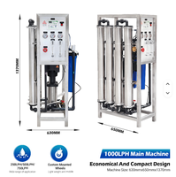 Purificateur d'eau industriel 1000 LPH, système d'osmose inverse en deux étapes, équipement d'eau ultra-pure EDI, machine à eau pure