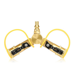 Adaptador en Y de Conexión Rápida de Propano de 1/4 Pulgada para Entrada de Agua de RV, Acero Dorado - Product Image 2