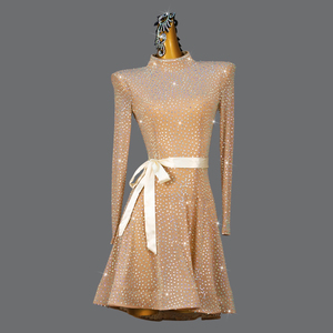 Robe de <span class=keywords><strong>danse</strong></span> latine pour femmes avec strass, manches longues, costume de <span class=keywords><strong>danse</strong></span>, robe de fête latine avec ceinture, <span class=keywords><strong>danse</strong></span> chacha <span class=keywords><strong>samba</strong></span> - Product Image 1