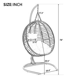 Fauteuil suspendu pliant en forme d'œuf, style U, pour une personne, en osier, avec pieds antidérapants réglables, pour intérieur/extérieur - Product Image 2