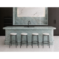 SH STONE Comptoirs de cuisine, plans de travail, îlots de cuisine, tables de travail et dessus de vanité en quartzite vert émeraude botanique sur mesure pour projets de villas