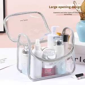 Phụ Nữ Của Ins Phong Cách Xách Tay Trang Điểm Cầm Tay Trường Hợp PVC Trong Suốt Du Lịch Không Thấm Nước Cho Vệ Sinh Cá Nhân Túi Kẹo Dây Kéo Bán Buôn - Product Image 2