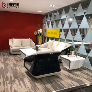 Canapé de réception en cuir suédé, Design de luxe, moderne, blanc et bleu, Flash, 3/1/2 places, bureau - Product Image 5