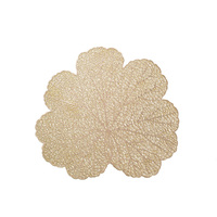 Napperons et dessous-de-plat européens en PVC écologique lavable, motif feuille ajourée, couleur or rose, pour Noël