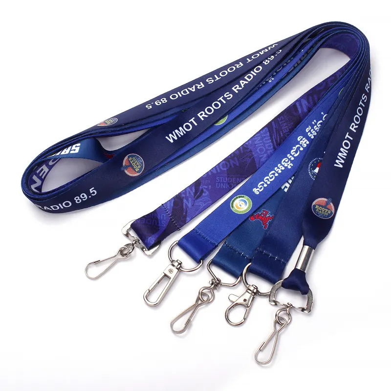 Custom Sublimatie Bedrukt Logo Polyester Lanyard Id Kaarthouder Nek Lanyard Band Met Logo Custom