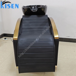 Kisen – Nouveaux lavabos et chaises portables économiques noirs pour salon de coiffure, lit de lavage avec bassin en céramique, mobilier de beauté - Product Image 1