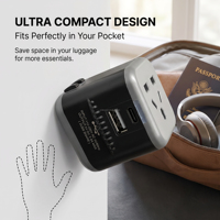 Adaptateur de voyage universel pour tous les pays, prise rétractable USB Type C, ignifuge, chargeur de téléphone portable 35W PD, Royaume-Uni, UE, États-Unis, Australie