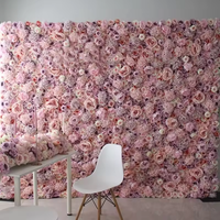 Mur de fleurs artificielles 3D personnalisé en tissu, roses en soie roses pour mariage, panneau de 2,4 m x 2,4 m, toile de fond décorative avec hortensias