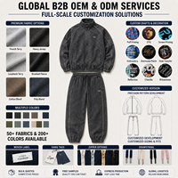 Chándal Vintage para Hombre con Logotipo Personalizado OEM, Chaqueta con Cierre y Pantalones Jogger, Lavado Ácido, Ropa Urbana, Proveedor Mayorista, Marcas de Moda