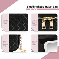 Trousse de Maquillage de Voyage Mini Personnalisée MoonlitGlow avec Miroir LED Amovible, Fermeture Éclair, Légère et Portable