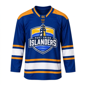 Maillot de hockey sur glace personnalisé imprimé par sublimation, bleu royal, uniforme d'entraînement d'équipe, maille respirante, col en V, séchage rapide, extérieur, unisexe - Product Image 1